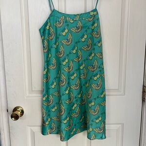 Cabernet Butterfly Teal Slip Dress